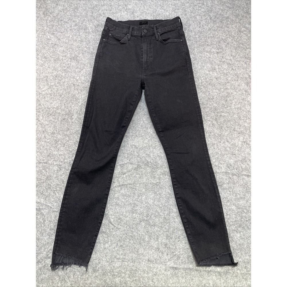 Mother Stunner Zip Ankle Step Fray Jeans, Black, Women's, 26